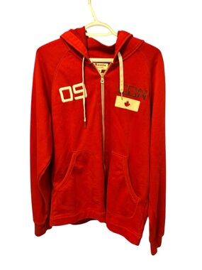 Roots Full Zip Canada Hoodie front pockets unisex Large